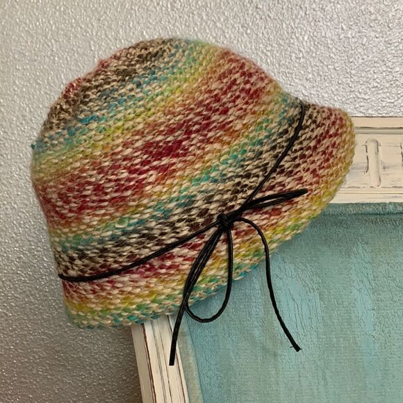 🟢3 items for $20 BUCKET hat wool blend multicolor for all season w thin cord bow - Picture 1 of 5